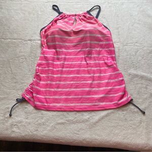 Free Country Pink White Striped Tankini Top Size XL